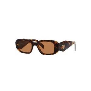 Prada Geometrische zonnebril met gedurfd montuur en donkerbruine lenzen , Black , unisex , Maat: 49 MM