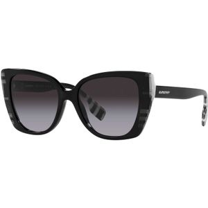 Burberry Dames Cat-Eye Zonnebril met Grijze Verloopglazen , Black , unisex , Maat: 54 MM