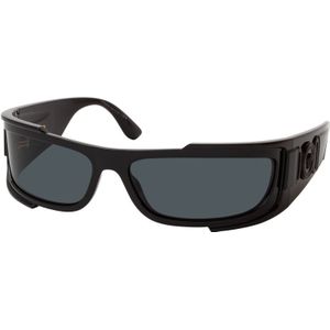 Versace Rechthoekige zonnebril met donkergrijze lens en zwart montuur , Black , unisex , Maat: 67 MM