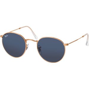 Ray - Ban RB3447 Round Metal - Zonnebril - Goud - Metaal - Blauw