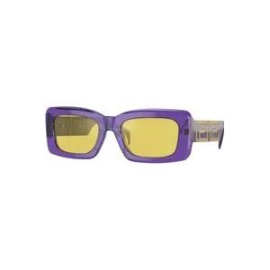 Versace Rechthoekige zonnebril met zijdelings Greca-motief , Purple , Heren , Maat: ONE Size