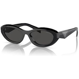 Prada Ovale Zwarte Zonnebril , Black , Dames , Maat: 55 MM