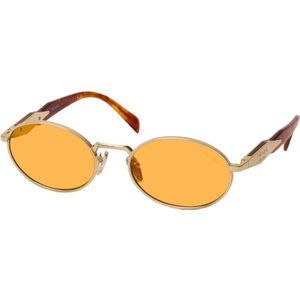 Prada Gouden Frame Oranje Lens Zonnebril , Yellow , Dames , Maat: 55 MM