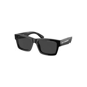 Prada Rechthoekige Zonnebril Zwart Elegant Stijl , Black , Heren , Maat: 56 MM