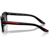Prada Sportieve zonnebril met zwart montuur en grijs verloopglas , Black , unisex , Maat: 58 MM