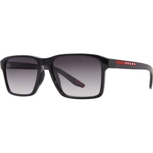 Prada Sportieve zonnebril met zwart montuur en grijs verloopglas , Black , unisex , Maat: 58 MM