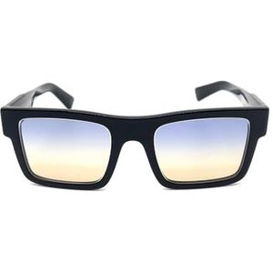 Prada Tijdloze vierkante zonnebril met blauw/gele degrade lenzen , Black , unisex , Maat: 52 MM