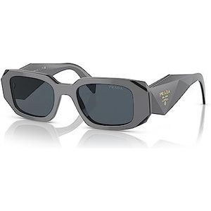 Prada Rechthoekige zonnebril met grijze montuur en zwarte randen , Gray , unisex , Maat: 49 MM