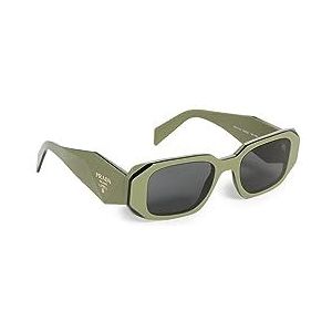 Prada Rechthoekige zonnebril met saliegroen montuur en donkergrijze lenzen , Green , unisex , Maat: 49 MM