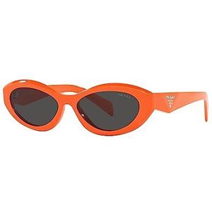 Prada Zonnebril met onregelmatige vorm, oranje montuur en donkergrijze lenzen , Orange , unisex , Maat: 55 MM