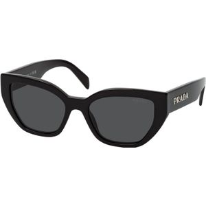 Prada Vlinder-vormige zonnebril met oversized logo , Black , unisex , Maat: 53 MM