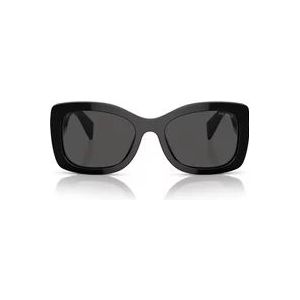 Prada Zwarte zonnebril, stijlvol en veelzijdig , Black , Dames , Maat: 56 MM