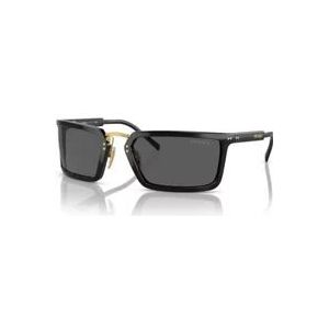 Prada Rechthoekige Acetaat Zonnebril , Black , unisex , Maat: 62 MM