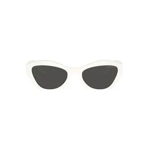 Prada Cateye Acetaat Zonnebril in Wit met Grijze Lenzen , White , Dames , Maat: 52 MM