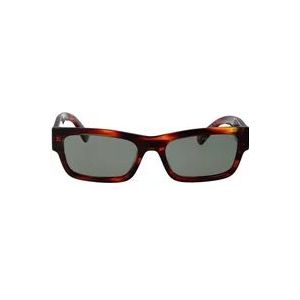 Prada Gepolariseerde Rechthoekige Zonnebril in Rood/Zwart Havana , Brown , unisex , Maat: 56 MM