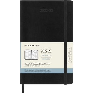 Moleskine Klassieke maandplanner voor 18 maanden 2022-2023, zachte hoes, groot (5"" x 8,25""), zwart