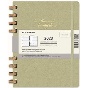 Moleskine 12 Maands Life Kalender met spiraalbinding 2023 XL, week-maandkalender, vaste omslag, crush olive