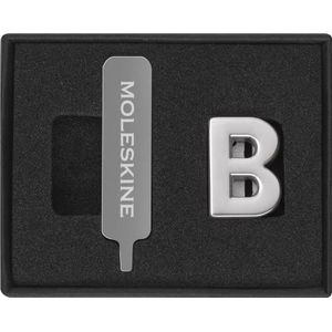 Moleskine Reversspeld voor notitieboek of afsprakenplanner letter B, letterbroche, personaliseer de sluiting met elastiek, gepersonaliseerde cadeau-ideeën, kleur zilver