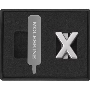 Moleskine Pin voor Notebook of Planner Letter X, Letter Pin, Pas de Elastische Sluiting aan, Speciaal Aangepast Gift, Kleur Zilver