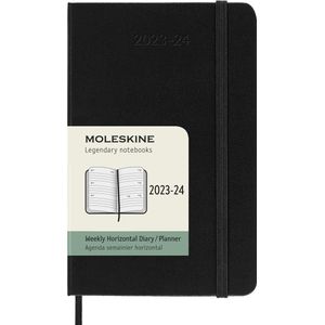 Moleskine 18 Maanden Agenda - 2023/24 - Wekelijks Horizontaal - Pocket - Harde Kaft - Zwart