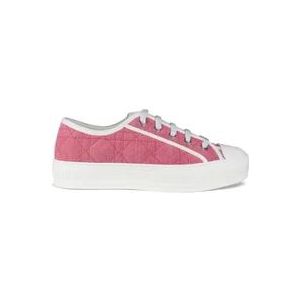 Dior Geborduurde roze denim sneakers , Pink , Dames , Maat: 36 1/2 EU