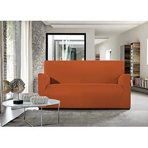 BIANCHERIAWEB Magico bankovertrek, 2-zits, elastisch, effen, oranje, geschikt voor 130-160 cm bank met zitdiepte 65 cm, bankovertrek vuilafstotend en vuilafstotend