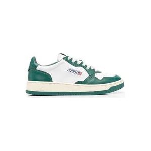 Autry Witte Groene Leren Sneakers met Geperforeerde Neus , Green , Heren , Maat: 42 EU