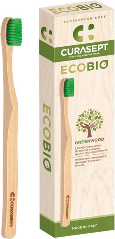 Curasept - EcoBio - Tandenborstel - Hout - Zachte Nylon Borstelharen