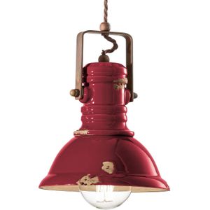Ferroluce Hanglamp C1691 in bordeaux industrieel ontwerp