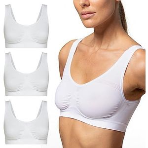 POMPEA verpakking met 3 stuks, brede schouders, microvezel, wit, Wit, L/XL