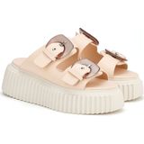 Agl - Dames Sliders - Beige - Leer