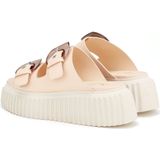 Agl - Dames Sliders - Beige - Leer