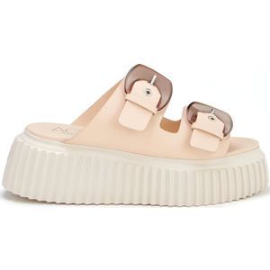 Agl - Dames Sliders - Beige - Leer