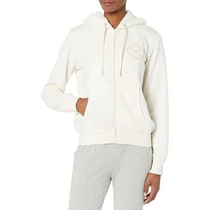 Emporio Armani Emporio Armani Damesjack met capuchon van fuzzy fleece, jas met ritssluiting, 2 stuks, Pale Cream