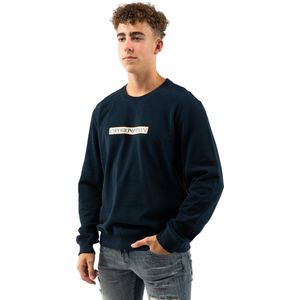 Emporio Armani - Geborsteld Terry Crew Neck Sweater - Marineblauw