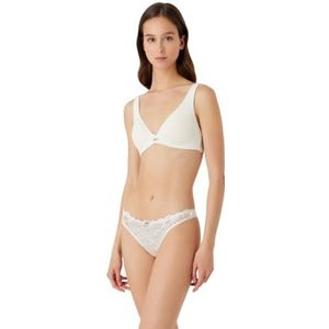 Emporio Armani Dames Bralette Dreamy Viscose Lace Padded Bra, Pale Cream, XL