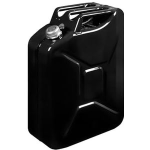 BW® Brandstofjerrycan, metaal, jerrycan, 2 x 5 liter, met schenktuit, zwart, RAL 9005, TÜV-getest en VN-goedkeuring, Made in Europe