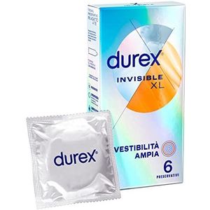 Durex Onzichtbare Preservativi Ultrasottili (0,05 mm) ad Alta Sensibilità XL, extreem breed, 6 profielen