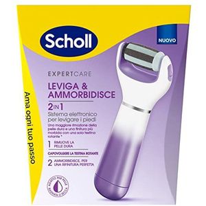 Scholl Velvet 2-in-1 gladmaken en verzachter, elektronisch pedicuresysteem voor het gladmaken van de voeten, verwisselbare borstelkoppen met dubbele werking, verwijdert en verzacht de huid met eelt en