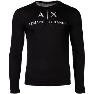 ARMANI EXCHANGE - Shirt - Zwart/Wit - Lange Mouw - Slanke Pasvorm