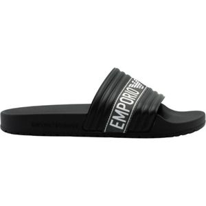 Emporio Armani Strand Tape Logo Slides - Zwart, Zwart, 43.5 EU