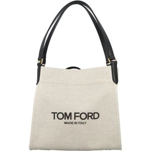 Tom Ford, Tassen, Dames, Beige, ONE Size, Katoen, Amalfi Medium shopper tas