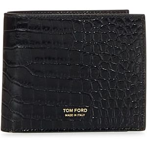 Tom Ford, Accessoires, Heren, Zwart, ONE Size, Leer, Zwarte Leren Portemonnee met Gouden Logo
