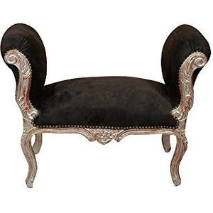 BISCOTTINI INTERNATIONAL ART TRADING Biscottini stijl zwart 90 x 45 x 68 cm | fauteuil van beukenhout | bank | gewatteerde kruk barok, medium