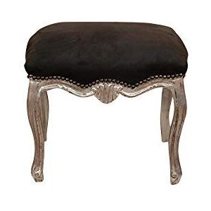 BISCOTTINI INTERNATIONAL ART TRADING Biscottini stijl zwart 62 x 52 x 52 cm | stoel van beukenhout | zitbank voor thuis | gevoerde barokke kruk, middelgroot