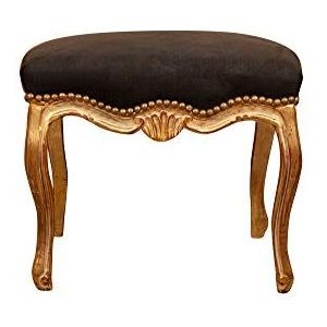 BISCOTTINI INTERNATIONAL ART TRADING Biscottini stijl zwart 60 x 50 x 50 cm | stoel van beukenhout | zitbank voor thuis | gevoerde barokke kruk, middelgroot