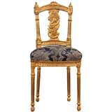 BISCOTTINI INTERNATIONAL ART TRADING Biscottini Antica 95 x 45 x 42 cm | Stoelen Luigi XVI Antiek Goud | Gewatteerde stoel in Franse stijl | Slaapkamerstoel van stof beige, medium