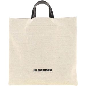 Jil Sander, Tassen, Dames, Wit, ONE Size, Katoen, Minimalistische Canvas Tote Bag