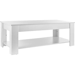 Baroni Home Moderne salontafel, salontafel, woonkamertafel met onderste plank, rechthoekig, wit, 120 x 60 x 45 cm