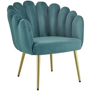 Baroni Home Gestoffeerde fauteuil met Fluwelen Shell-rugleuning met ijzeren gouden poten, Fauteuils voor woonkamer of slaapkamer Super comfortabel, 67X64X77cm, Olie been Goud